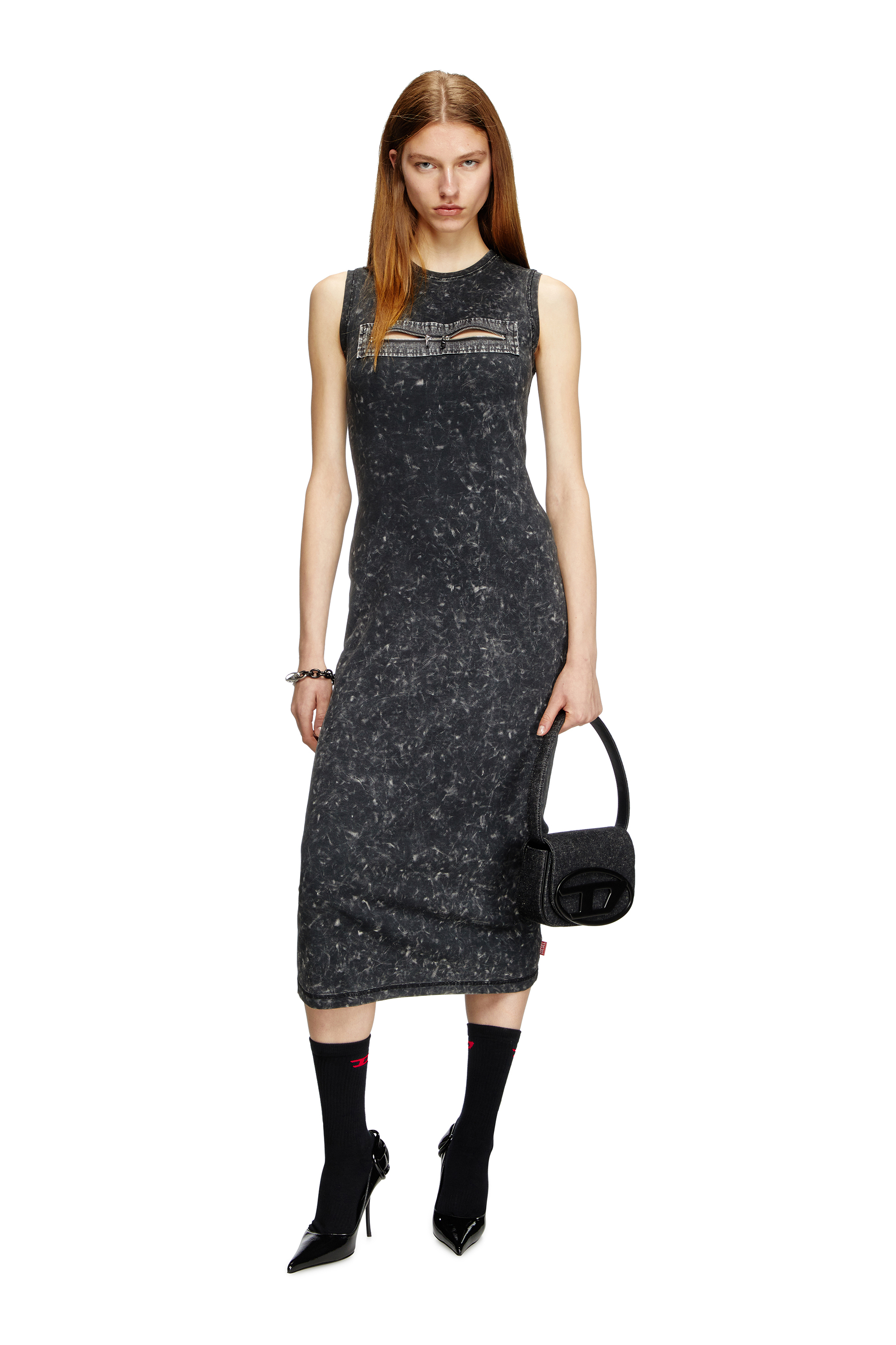 Diesel - 1DR, Woman's 1DR-Iconic shoulder bag in washed denim in Black - 2